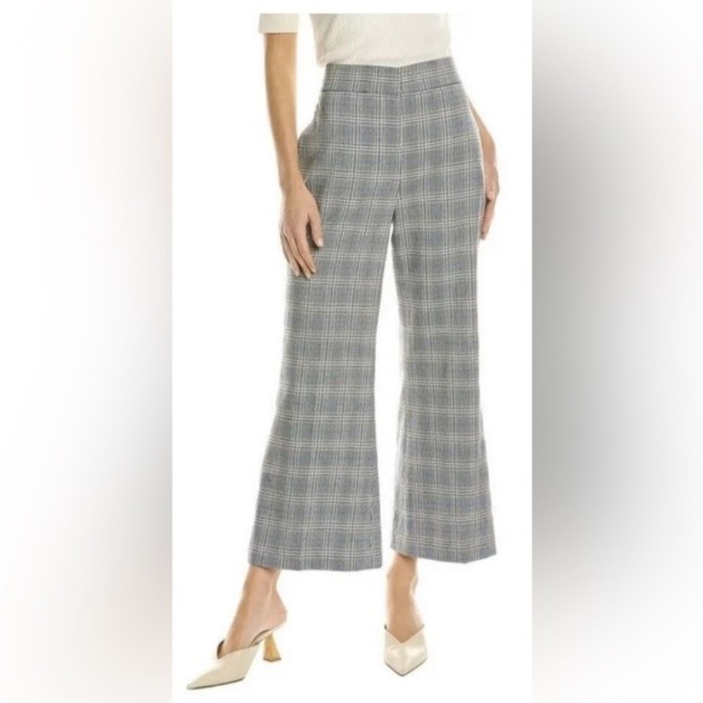 Rebecca Taylor Pleated Pants Plaid Fit and Flair Gray Wool Blend size 4 NEW